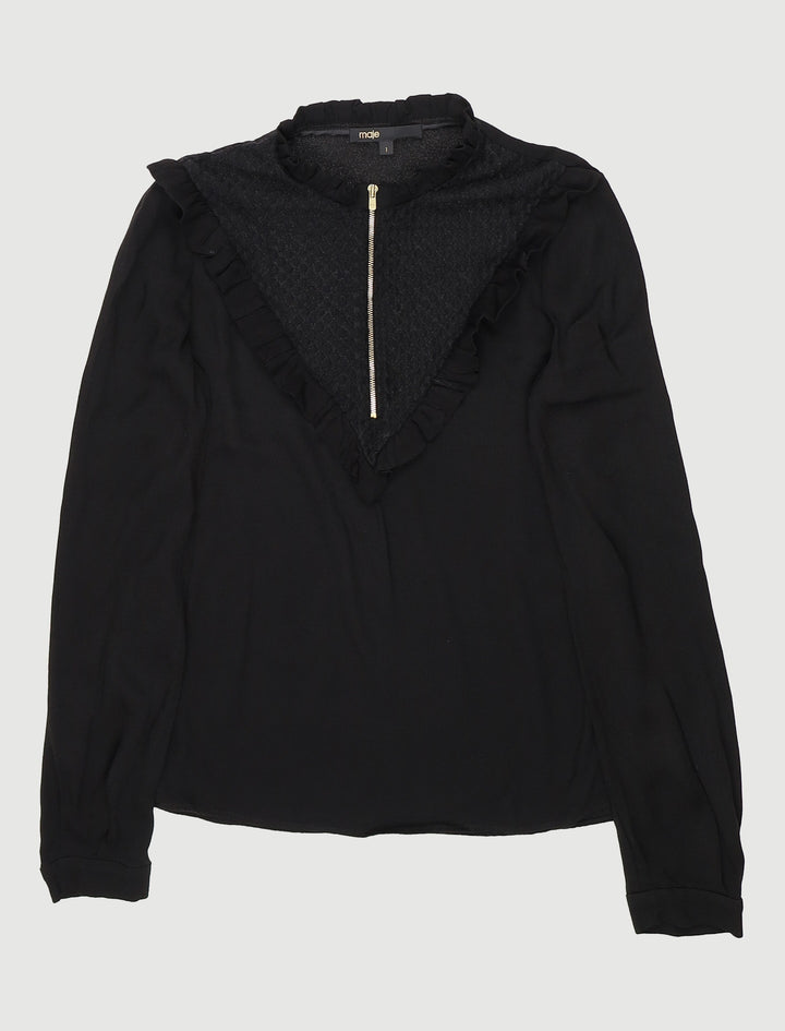 Top Bi-Matière Avec Collerette - Taille S/36