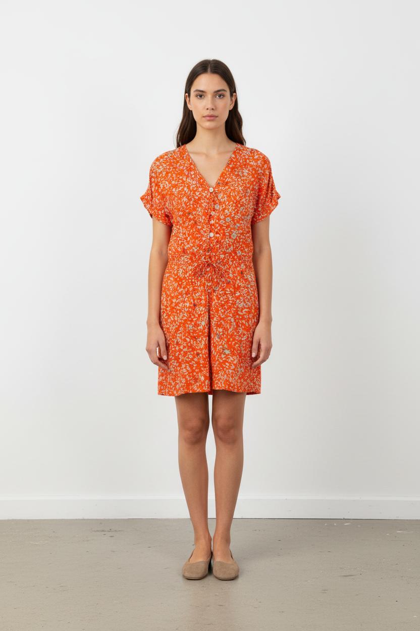 Robe One Step Taille 38 En Lin Bleu - Occasion Très Bon état Style Trapèze Sans Manches