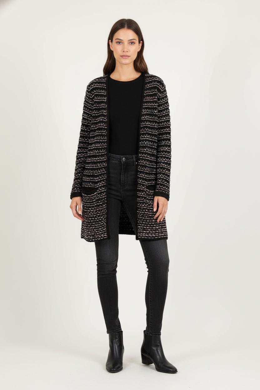 Cardigan Noir et Blanc - Taille L/40 de la marque Maje | PARAD57003 - Vendu par Paradigme - Image 1
