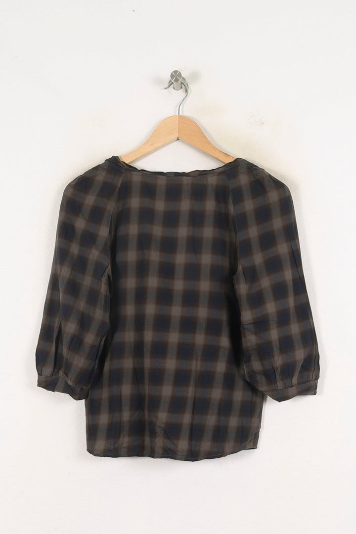 Blouse Carreaux Marron et Bleu - Taille M/38 de la marque Comptoir des Cotonniers | PARAD57020 - Vendu par Paradigme - Image 4