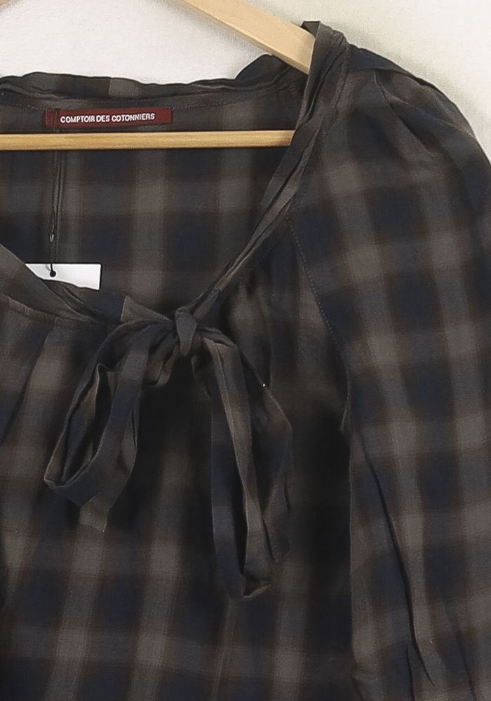 Blouse Carreaux Marron et Bleu - Taille M/38 de la marque Comptoir des Cotonniers | PARAD57020 - Vendu par Paradigme - Image 3