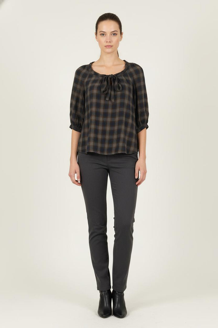 Blouse Carreaux Marron et Bleu - Taille M/38 de la marque Comptoir des Cotonniers | PARAD57020 - Vendu par Paradigme - Image 1