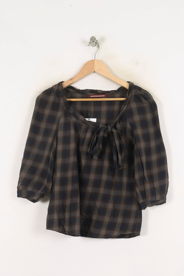 Blouse Carreaux Marron et Bleu - Taille M/38 de la marque Comptoir des Cotonniers | PARAD57020 - Vendu par Paradigme - Image 2