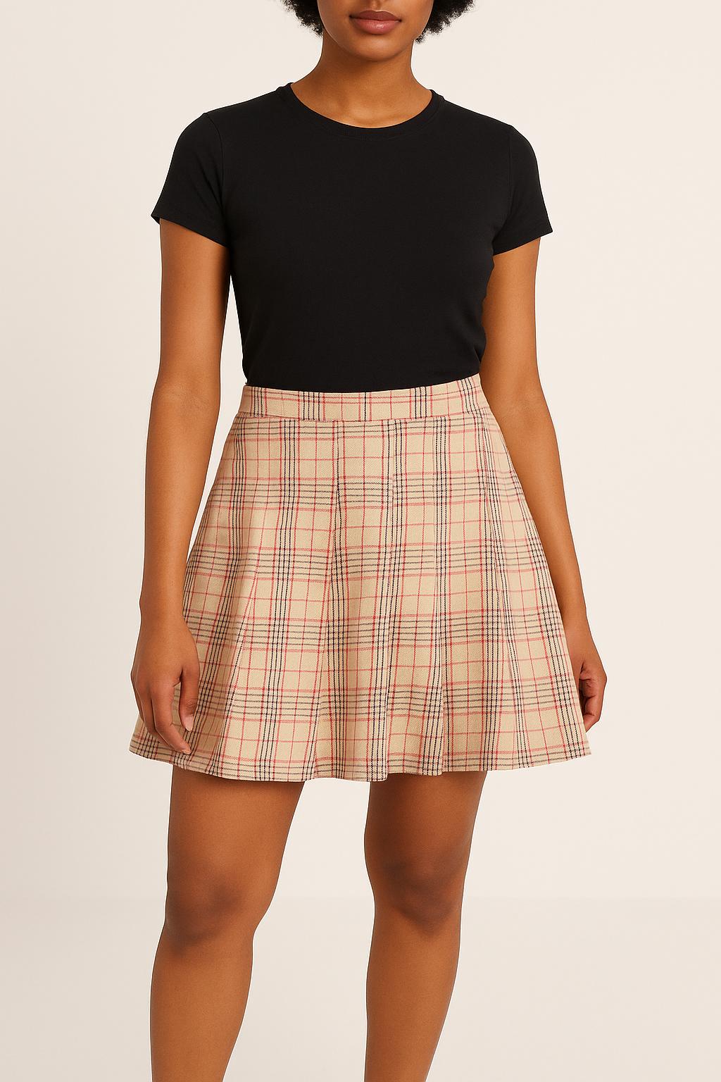 Jupe Courte Jupe A Carreaux Beige Jupe Courte Beige à Carreaux