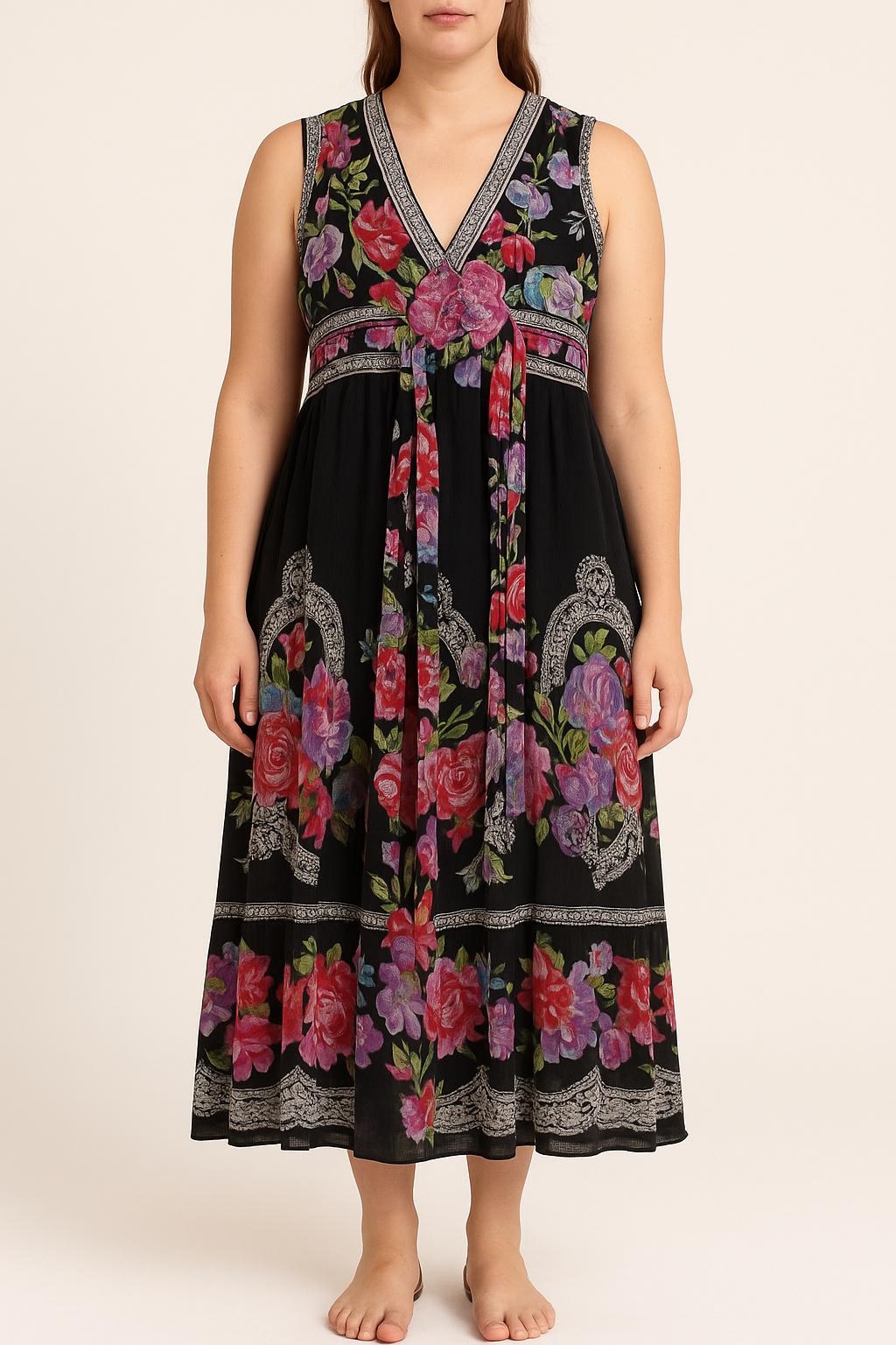 Robe Femme Bordeaux Et Noire - Style Folklorique René Derhy - Taille S - Occasion Vintage