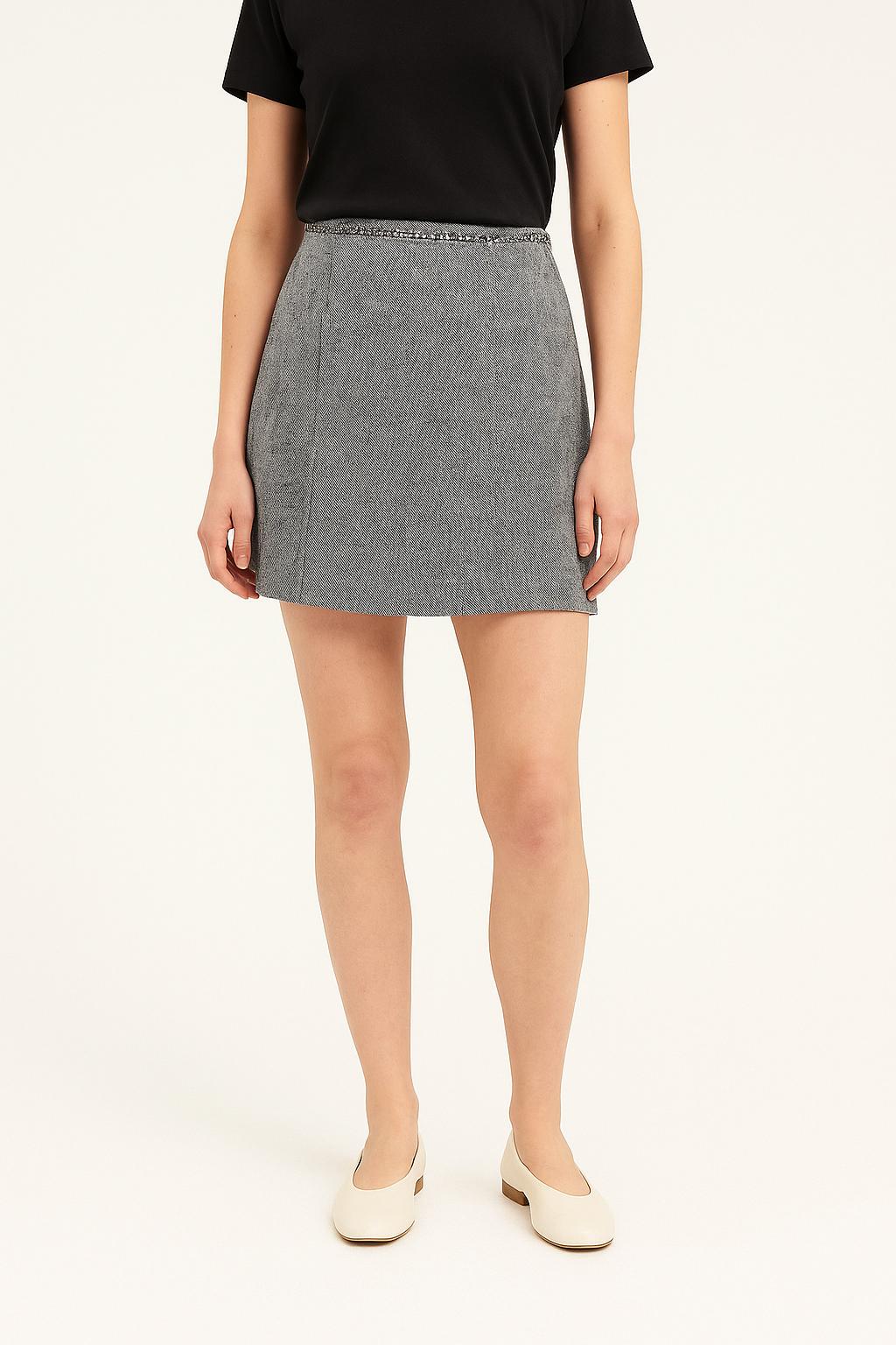 Jupe Courte Grise - Taille XS/34 de la marque Claudie Pierlot | PARAD66369 - Vendu par Paradigme - Image 1