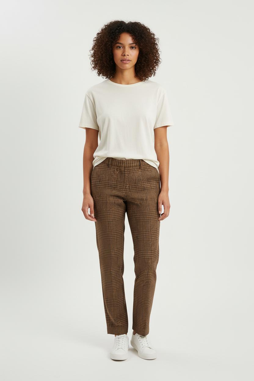 Pantalon Carreaux Marron - Taille S/36 de la marque Maje | PARAD68746 - Vendu par Paradigme - Image 1