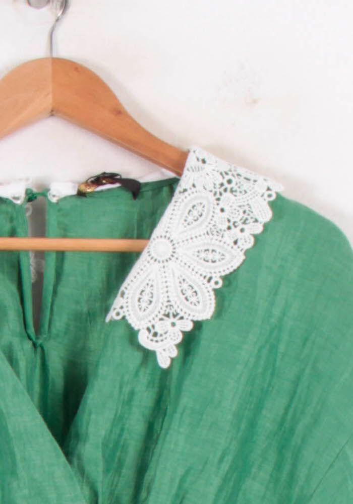 Robe portefeuille verte et blanche - Taille M/38 de la marque Maje | PARAD68765 - Vendu par Paradigme - Image 3