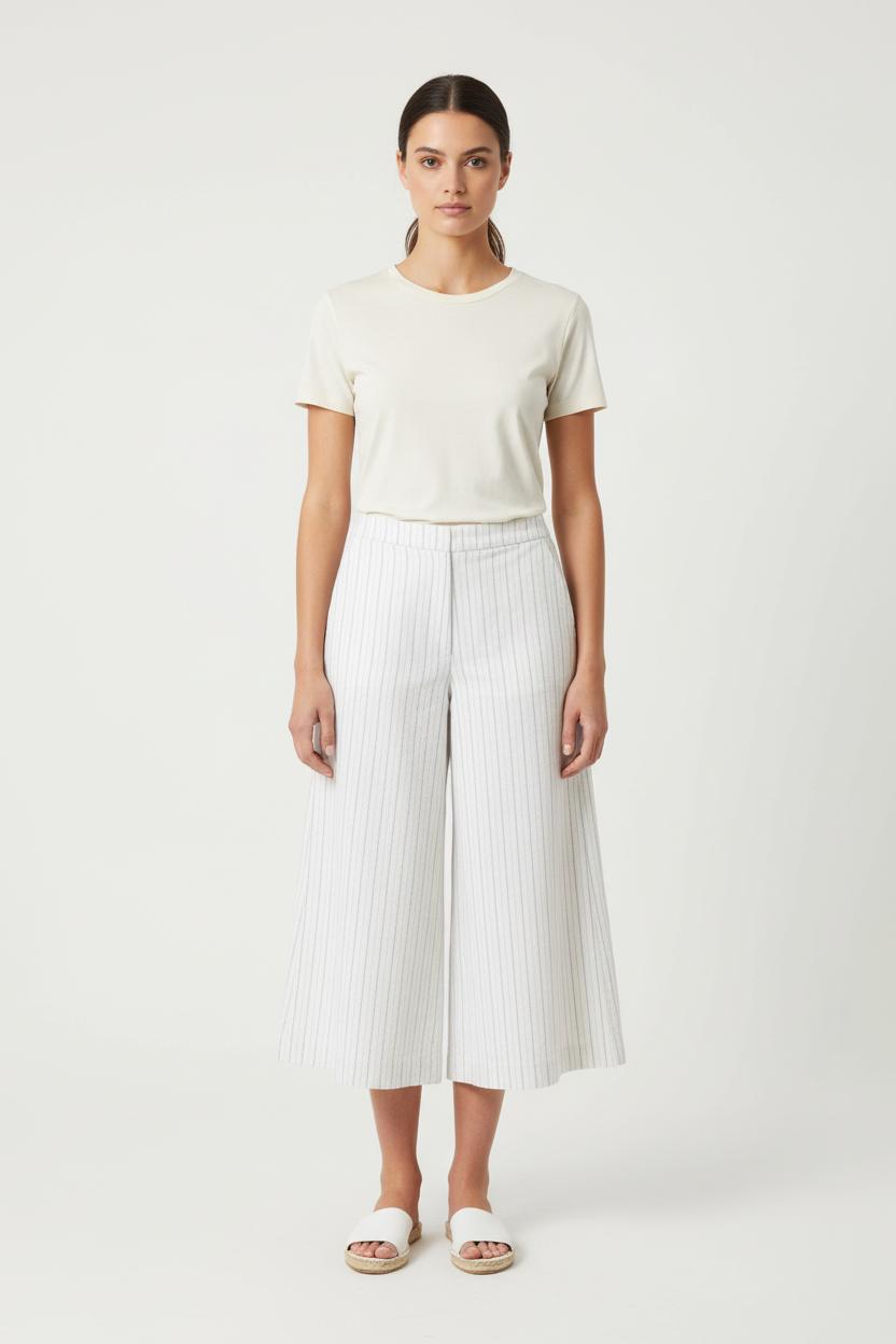 Pantalon Large Blanc à Rayures - Taille M/38 de la marque Bimba y Lola | PARAD68932 - Vendu par Paradigme - Image 1
