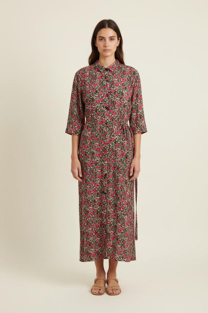 Robe Fleurie Rouge et Noire - Taille S/36 de la marque Des petits hauts | PARAD70215 - Vendu par Paradigme - Image 1