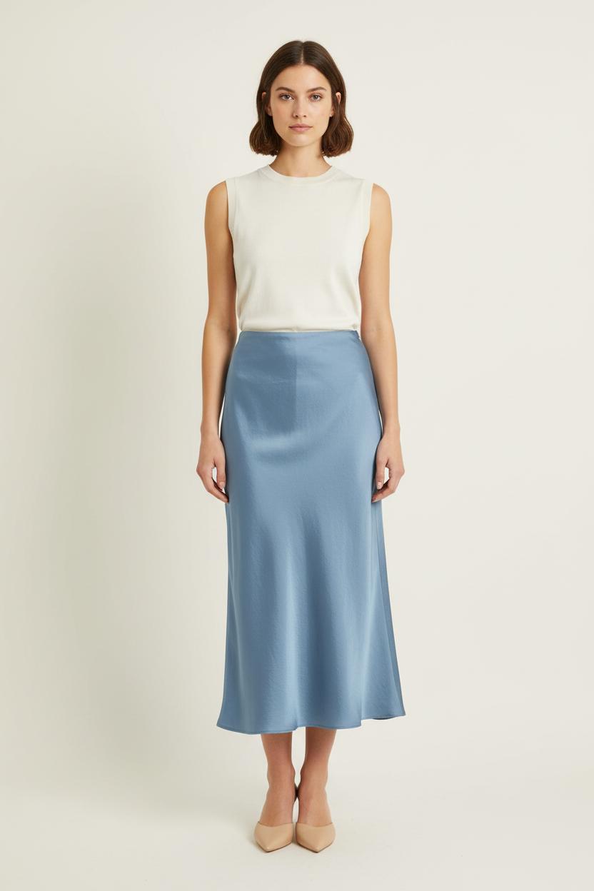 Jupe Midi Bleue - Taille M/38 de la marque Claudie Pierlot | PARAD75368 - Vendu par Paradigme - Image 1