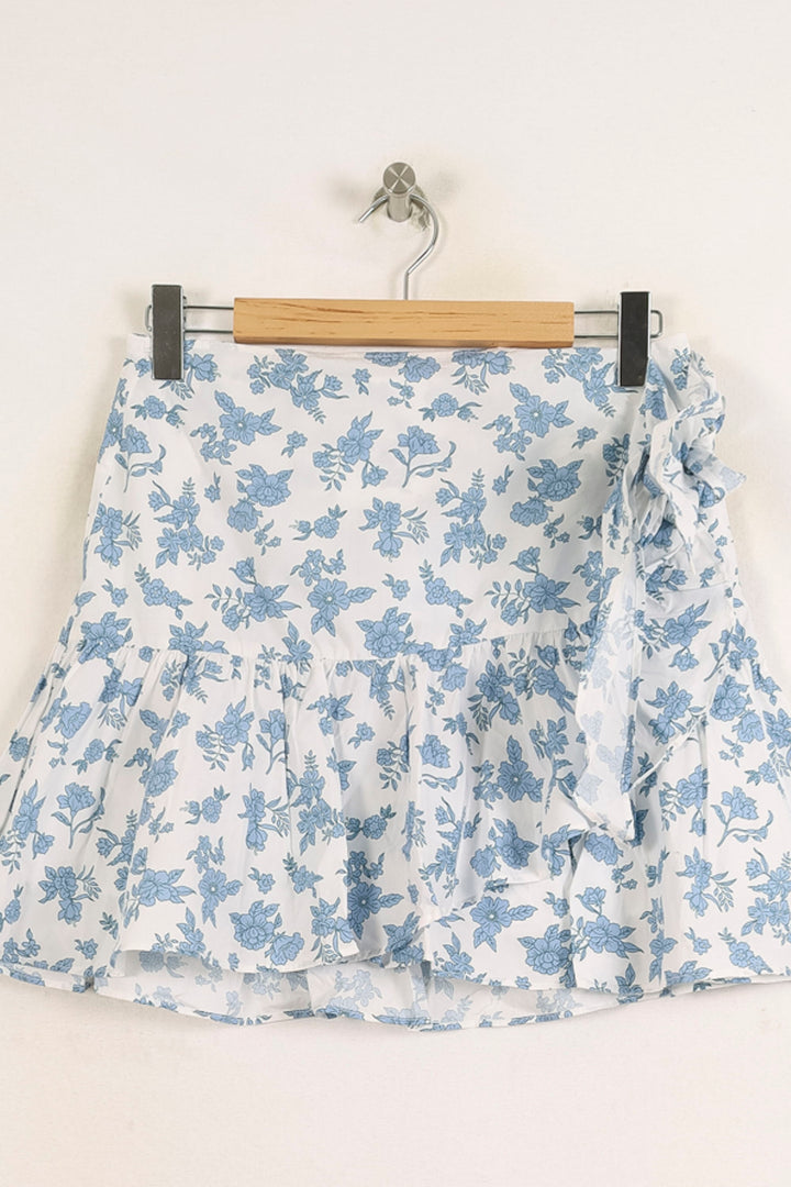 Jupe Portefeuille Blanche et Bleue - Taille L/40 de la marque Claudie Pierlot | PARAD75859 - Vendu par Paradigme - Image 2