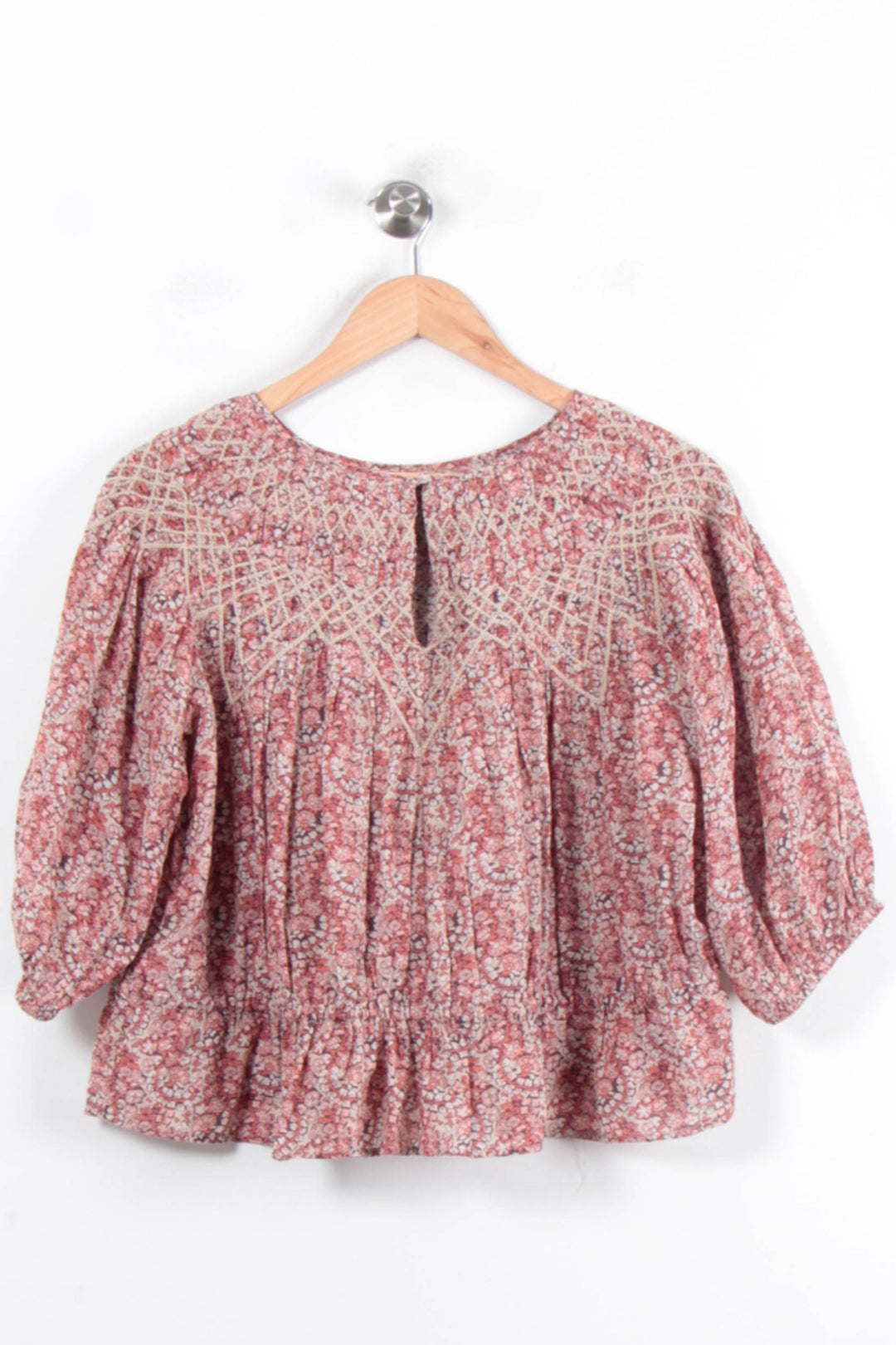 Blouse Fleurie Bordeaux et Beige - Taille M/38 de la marque ba&sh | PARAD78911 - Vendu par Paradigme - Image 4