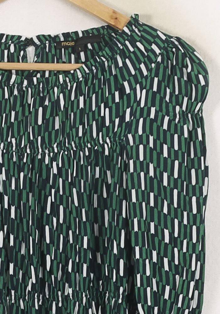 Robe Courte Verte et Blanche - Taille S/36 de la marque Maje | PARAD80203 - Vendu par Paradigme - Image 3