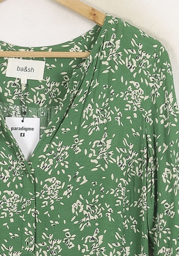 Robe Fleurie Verte et Blanche - Taille S/36 de la marque ba&sh | PARAD80204 - Vendu par Paradigme - Image 3