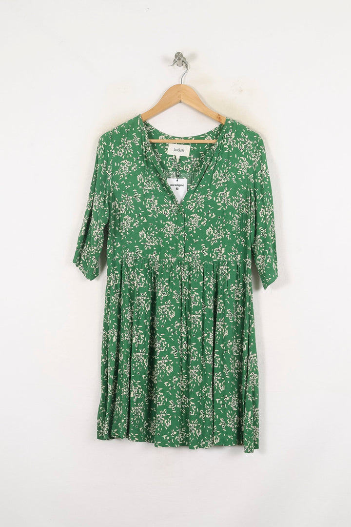 Robe Fleurie Verte et Blanche - Taille S/36 de la marque ba&sh | PARAD80204 - Vendu par Paradigme - Image 2