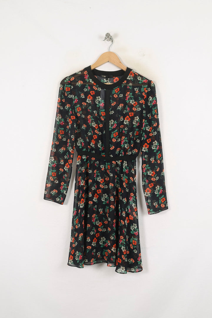 Robe Courte Noire à Fleurs - Taille M/38 de la marque Maje | PARAD80273 - Vendu par Paradigme - Image 2