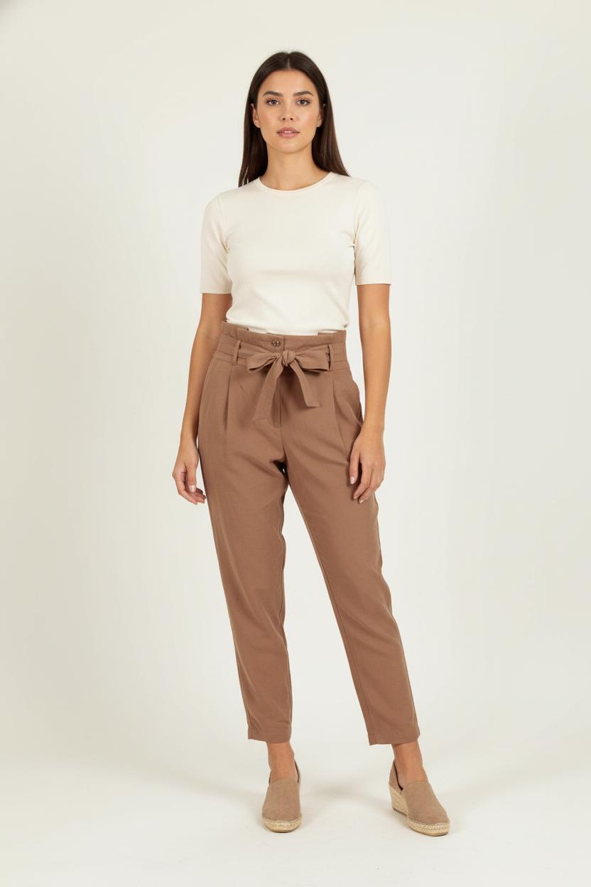 Pantalon Taille Haute Marron - Taille XL/42 de la marque IKKS | PARAD80429 - Vendu par Paradigme - Image 1