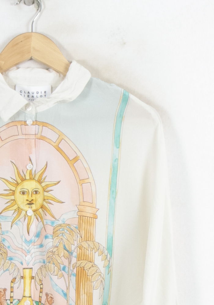 Chemise Imprimée Blanche - Taille L/40 de la marque Claudie Pierlot | PARAD80507 - Vendu par Paradigme - Image 3