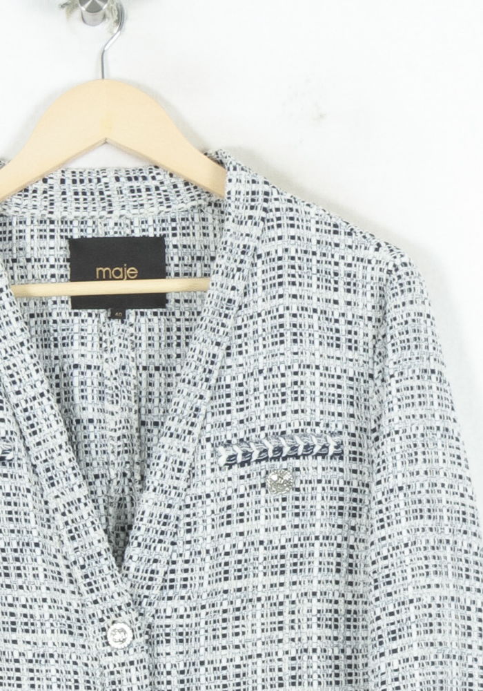 Veste en tweed Bleu et Blanc - Taille L/40 de la marque Maje | PARAD80588 - Vendu par Paradigme - Image 3