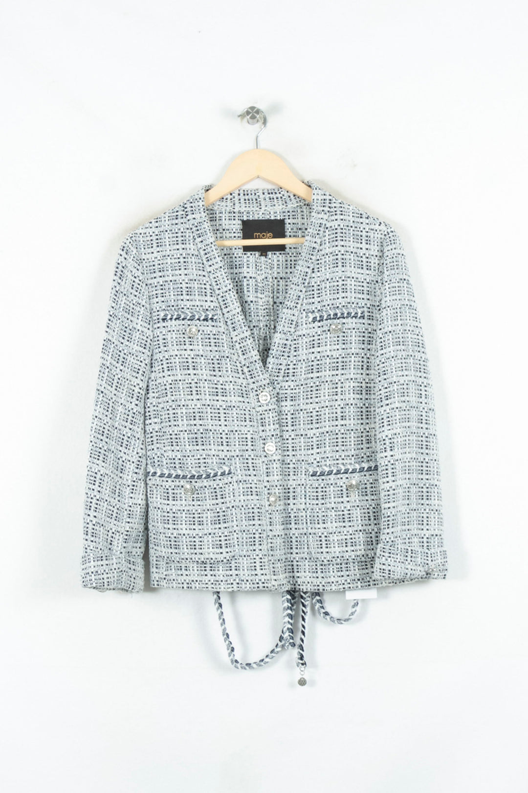 Veste en tweed Bleu et Blanc - Taille L/40 de la marque Maje | PARAD80588 - Vendu par Paradigme - Image 2