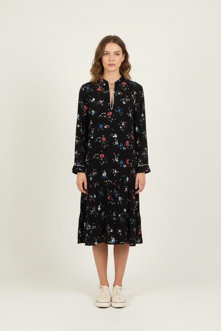 Robe Fleurie Noire et Multicolore - Taille L/40 de la marque Maje | PARAD80692 - Vendu par Paradigme - Image 1