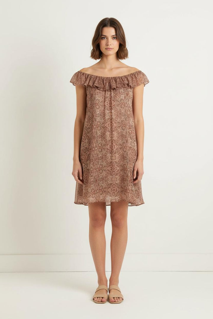 Robe Bardot Marron - Taille L/40 de la marque IKKS | PARAD81014 - Vendu par Paradigme - Image 1