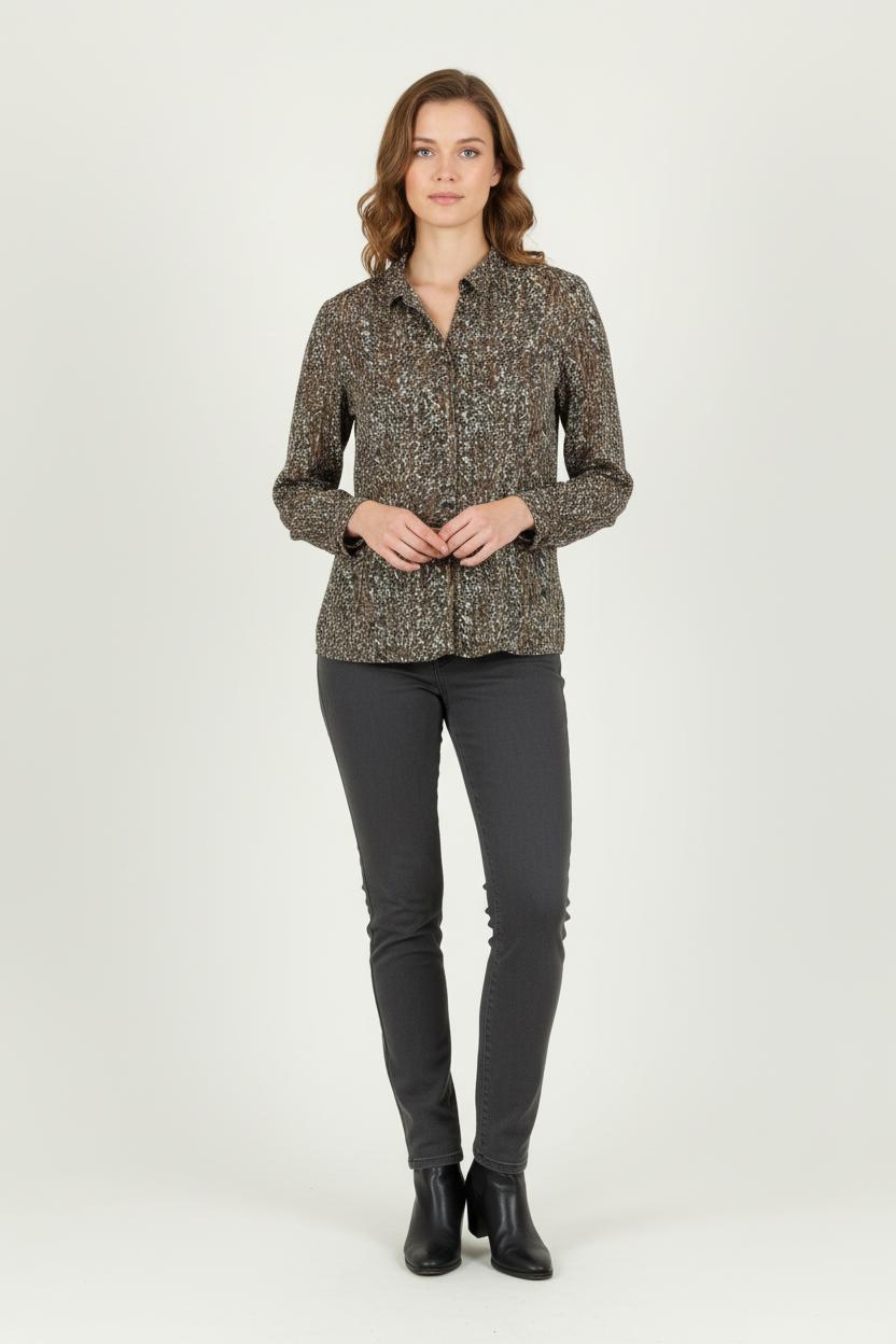 Chemise Marron et Blanc - Taille L/40 de la marque IKKS | PARAD81227 - Vendu par Paradigme - Image 1