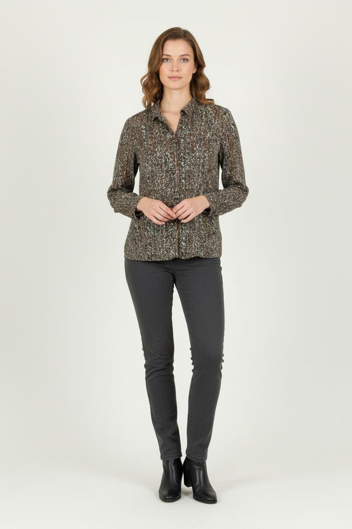 Chemise Marron et Blanc - Taille L/40 de la marque IKKS | PARAD81227 - Vendu par Paradigme - Image 1