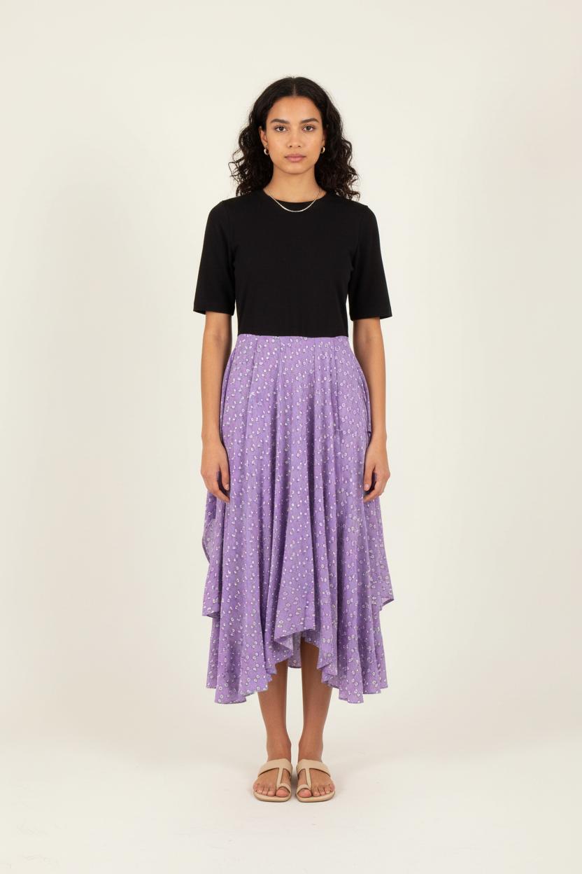 Robe Midi Noire et Violette - Taille L/40 de la marque Maje | PARAD81443 - Vendu par Paradigme - Image 1
