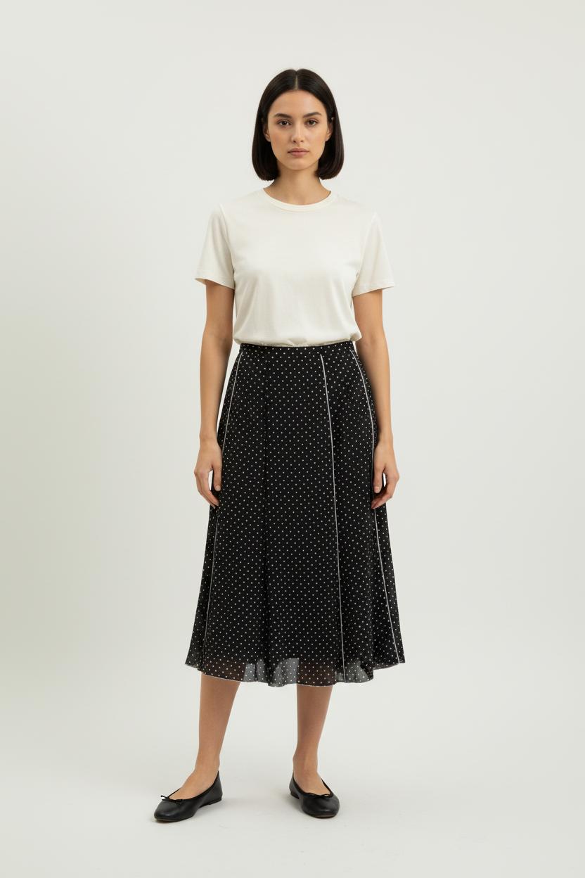 Jupe Midi Noire à Pois Blancs - Taille L/40 de la marque Gerard Darel | PARAD81479 - Vendu par Paradigme - Image 1