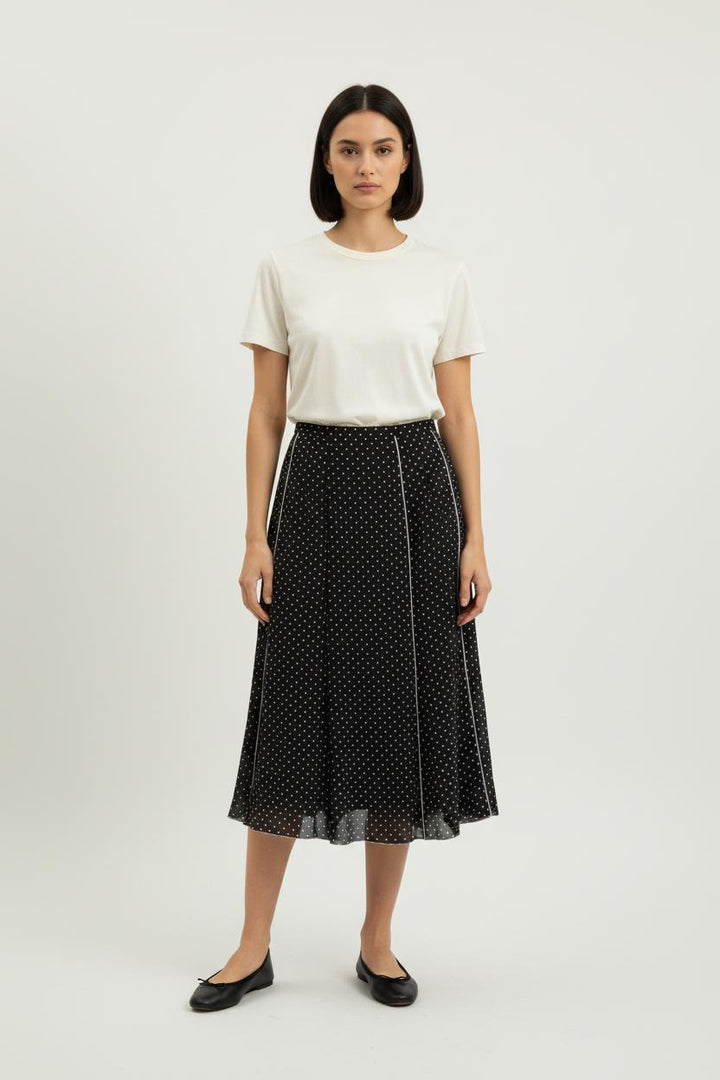 Jupe Midi Noire à Pois Blancs - Taille L/40 de la marque Gerard Darel | PARAD81479 - Vendu par Paradigme - Image 1