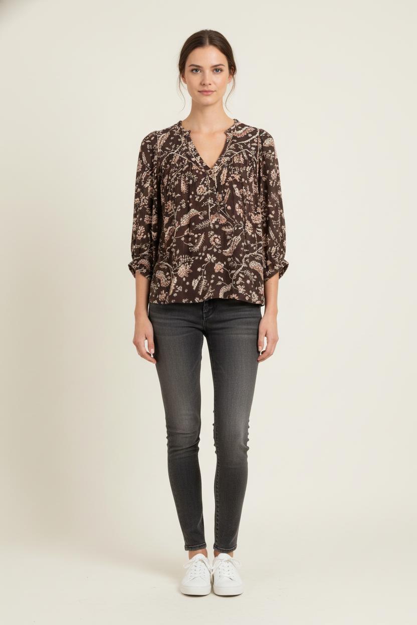 Blouse Marron et Beige - Taille M/38 de la marque ba&sh | PARAD81548 - Vendu par Paradigme - Image 1