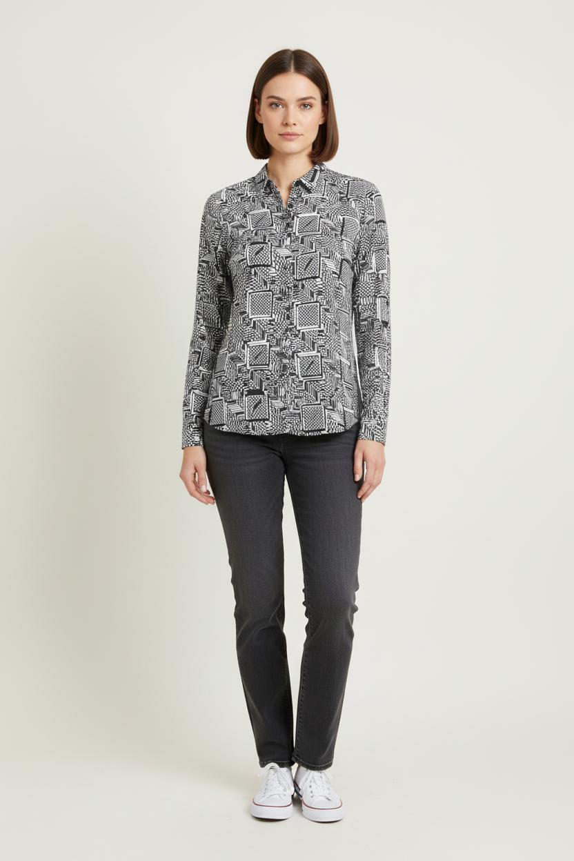 Chemise Noire et Blanche - Taille XS/34 de la marque IKKS | PARAD81601 - Vendu par Paradigme - Image 1