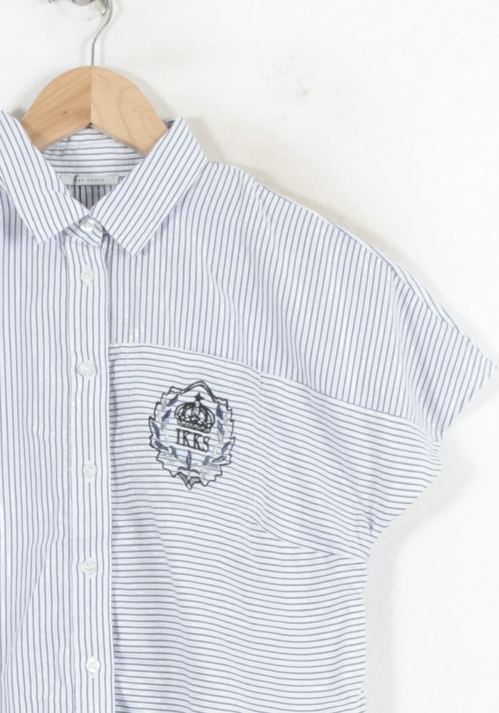 Chemise Courte Rayée Bleue et Blanche - Taille M/38 de la marque IKKS | PARAD81705 - Vendu par Paradigme - Image 3