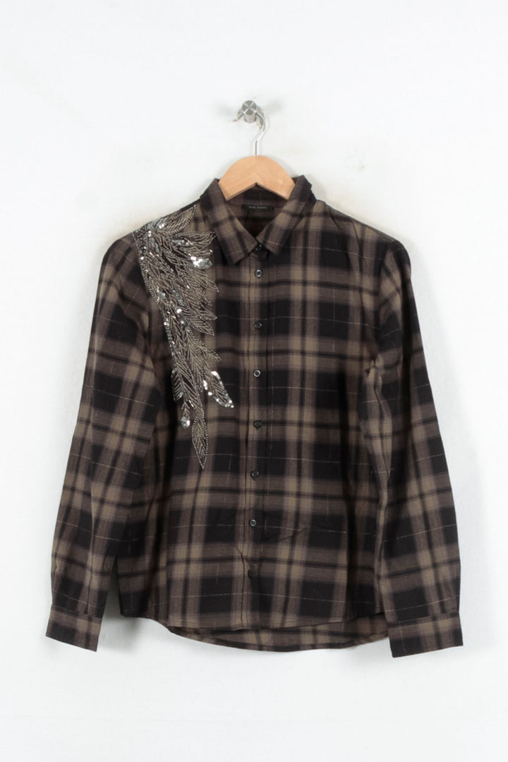 Chemise À Carreaux Marron et Noir - Taille L/40 de la marque IKKS | PARAD81712 - Vendu par Paradigme - Image 2