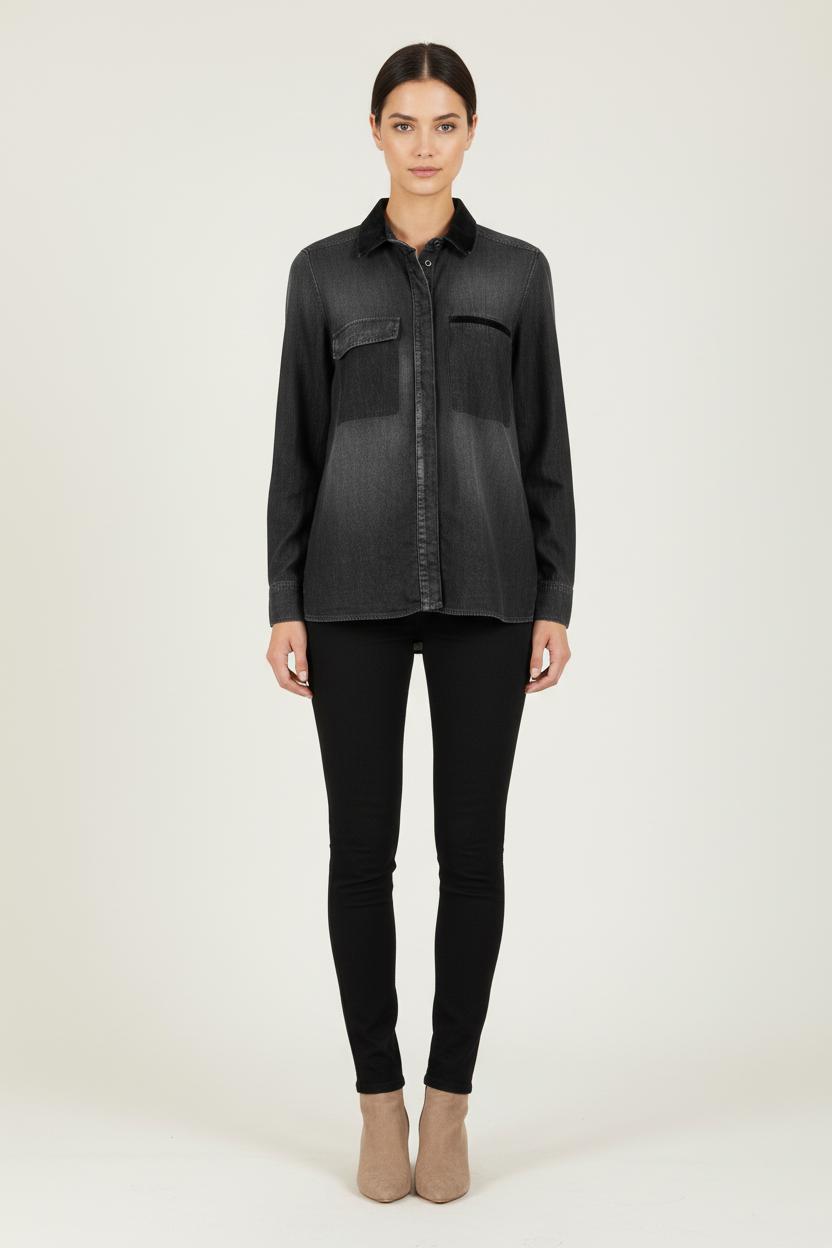 Chemise en Jean Noire - Taille S/36 de la marque Maje | PARAD82209 - Vendu par Paradigme - Image 1