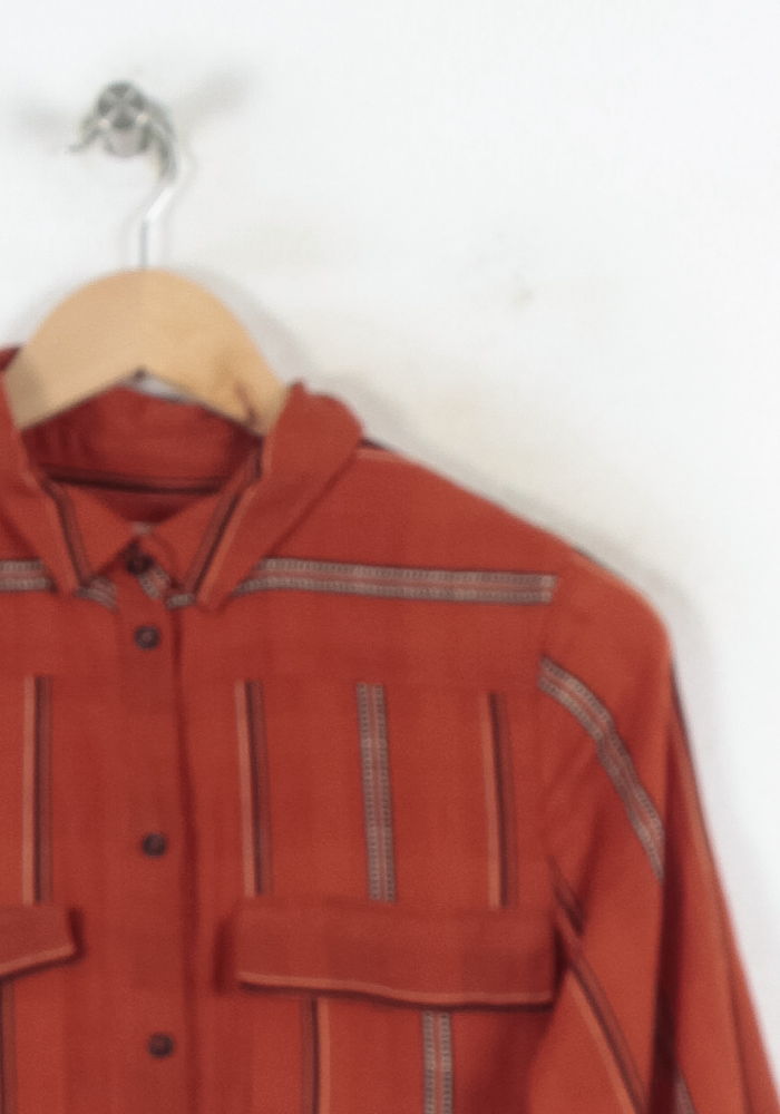 Robe Chemise Longue Rouge et Beige - Taille S/36 de la marque ba&sh | PARAD82214 - Vendu par Paradigme - Image 3