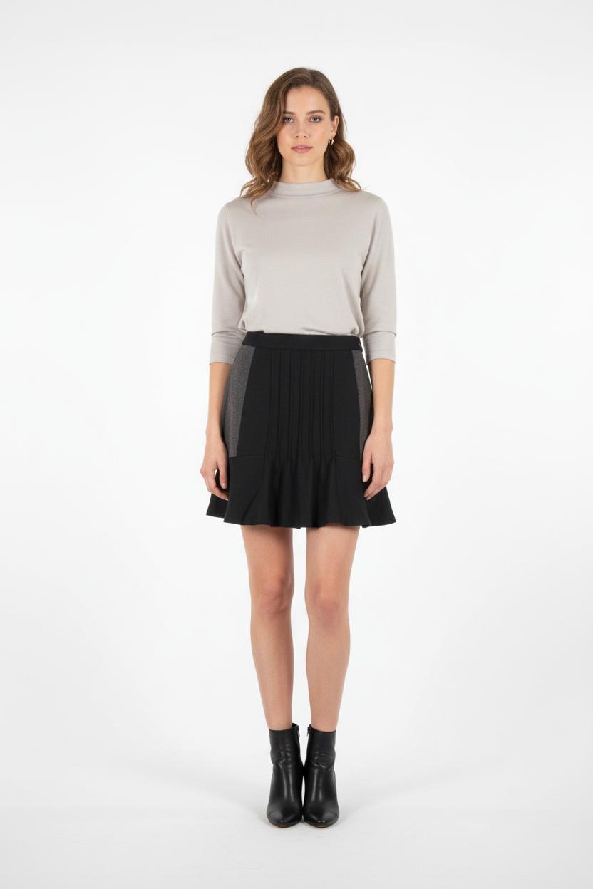 Jupe Courte Noire et Grise - Taille S/36 de la marque Claudie Pierlot | PARAD83467 - Vendu par Paradigme - Image 1