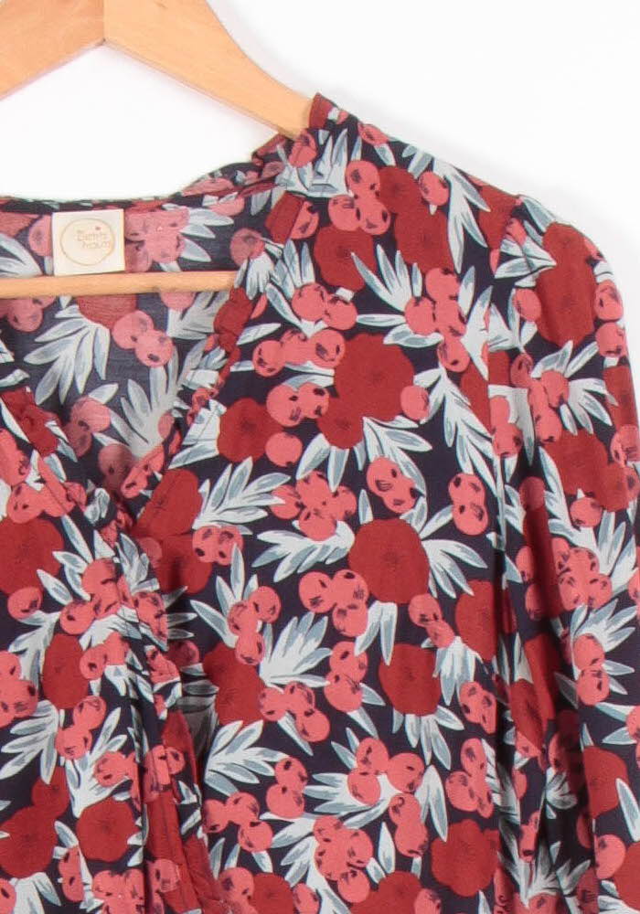 Robe Fleurie Bordeaux et Bleu - Taille S/36 de la marque Des petits hauts | PARAD83594 - Vendu par Paradigme - Image 3