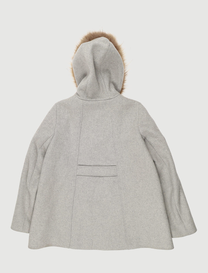 Manteau Droit Avec Capuche Fourrure Gris - Taille S/36