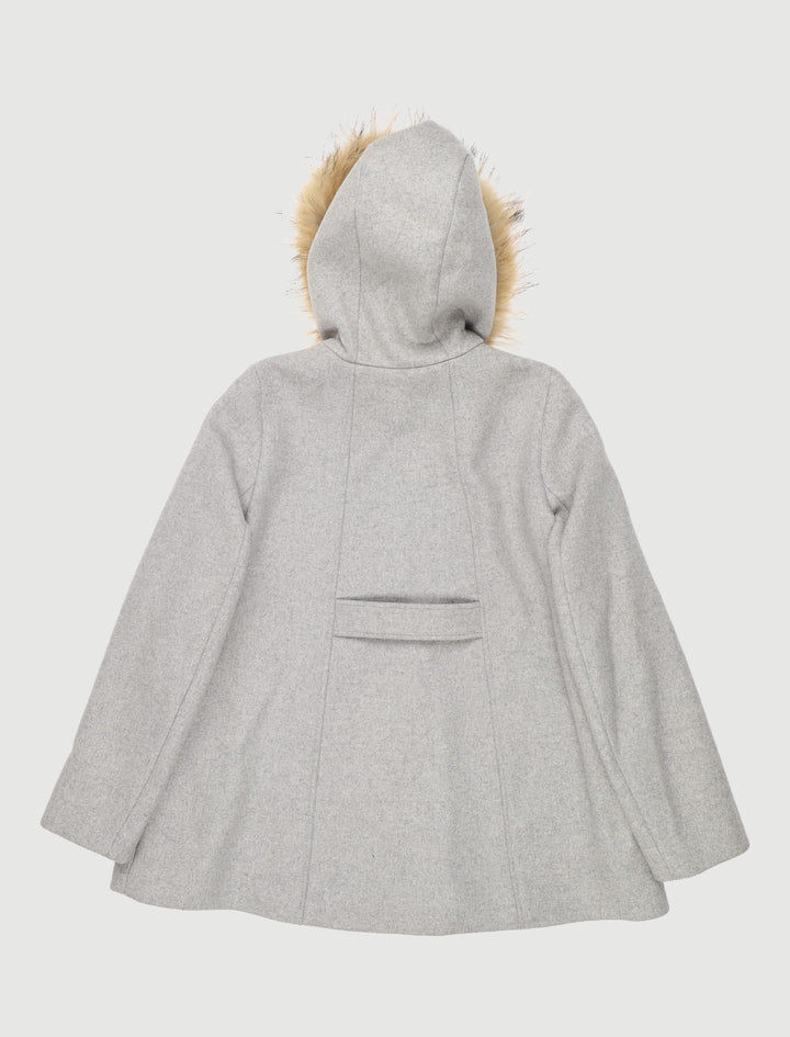Manteau Droit Avec Capuche Fourrure Gris - Taille S/36