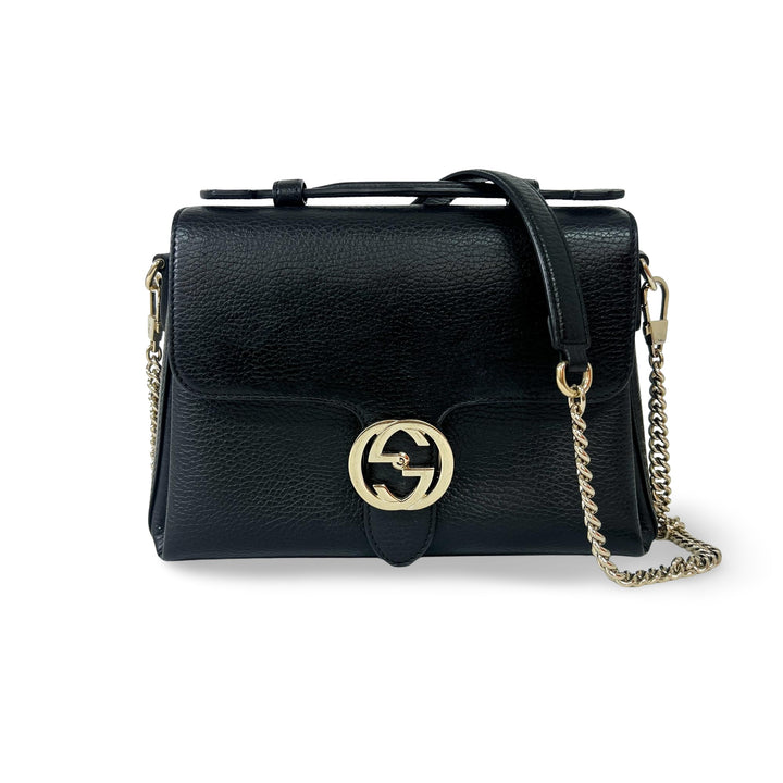 Gucci Interlocking Top Handle Bag Leather