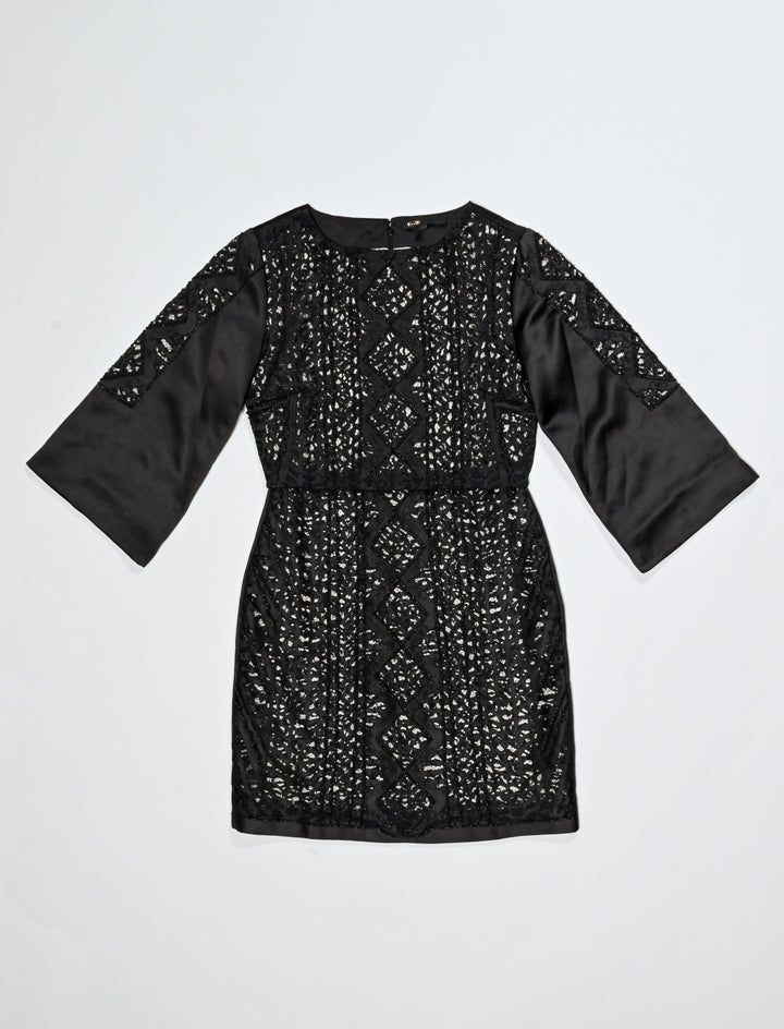 Robe Courte En Satin Brodée De Perles - Taille S/36