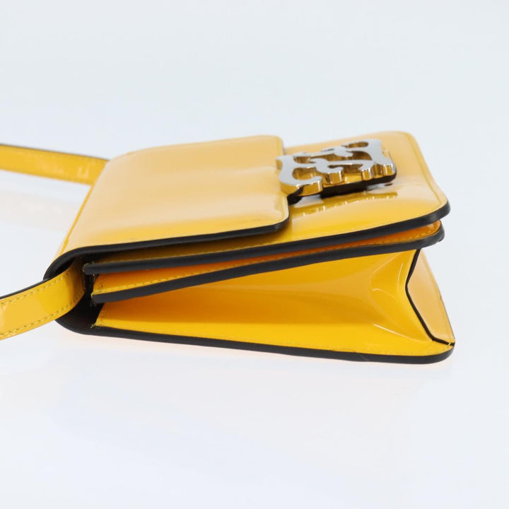 Fendi Curligraphy Shoulder Enamel Yellow Silver