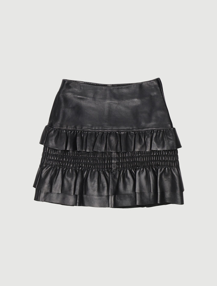 Jupe En Cuir À Volants - Taille XS/34