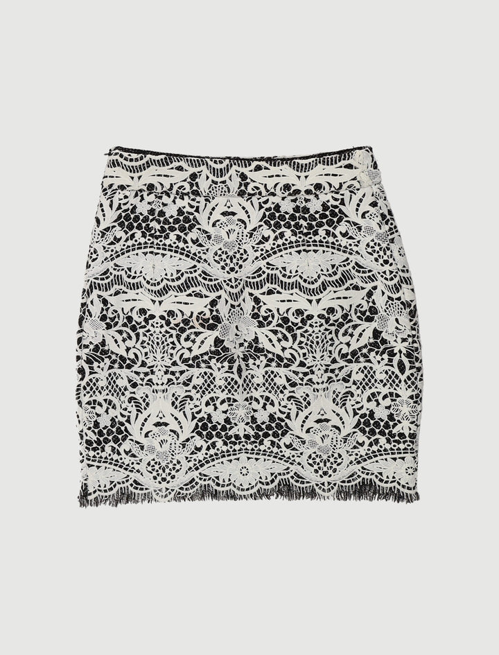Jupe Courte En Guipure Contrecollée - Taille S/36