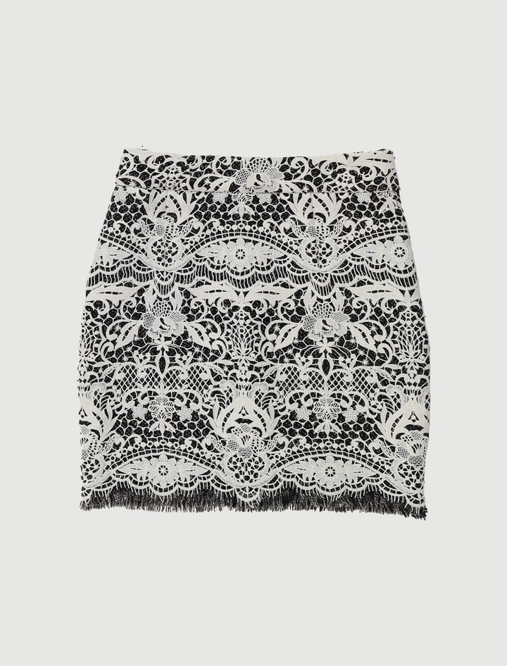 Jupe Courte En Guipure Contrecollée - Taille S/36