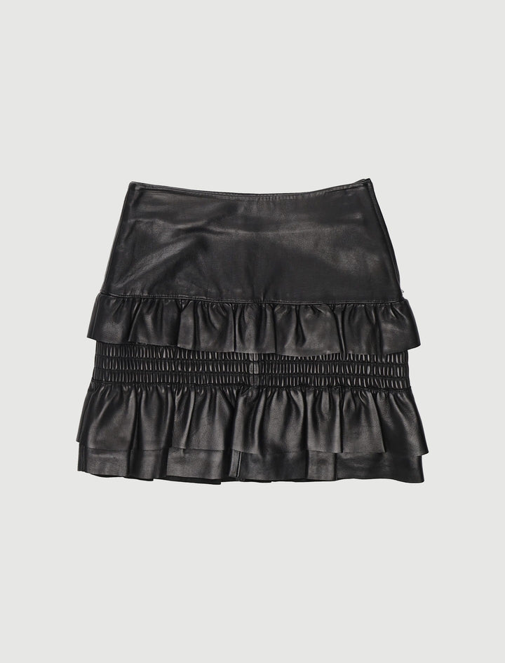 Jupe En Cuir À Volants - Taille XS/34