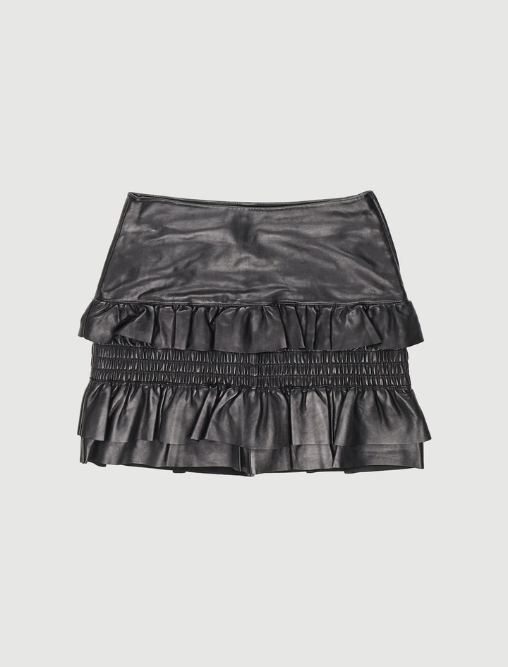 Jupe En Cuir À Volants - Taille M/38